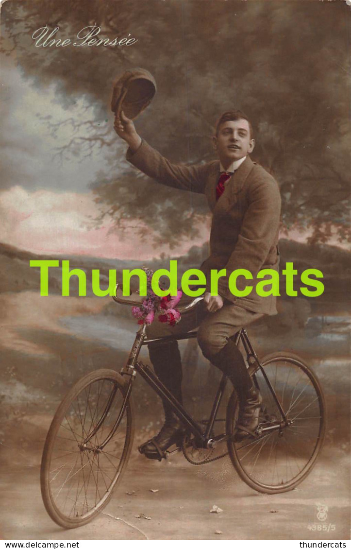 CPA UNE PENSEE DE JEMEPPE SUR SAMBRE HOMME VELO ( PLI )