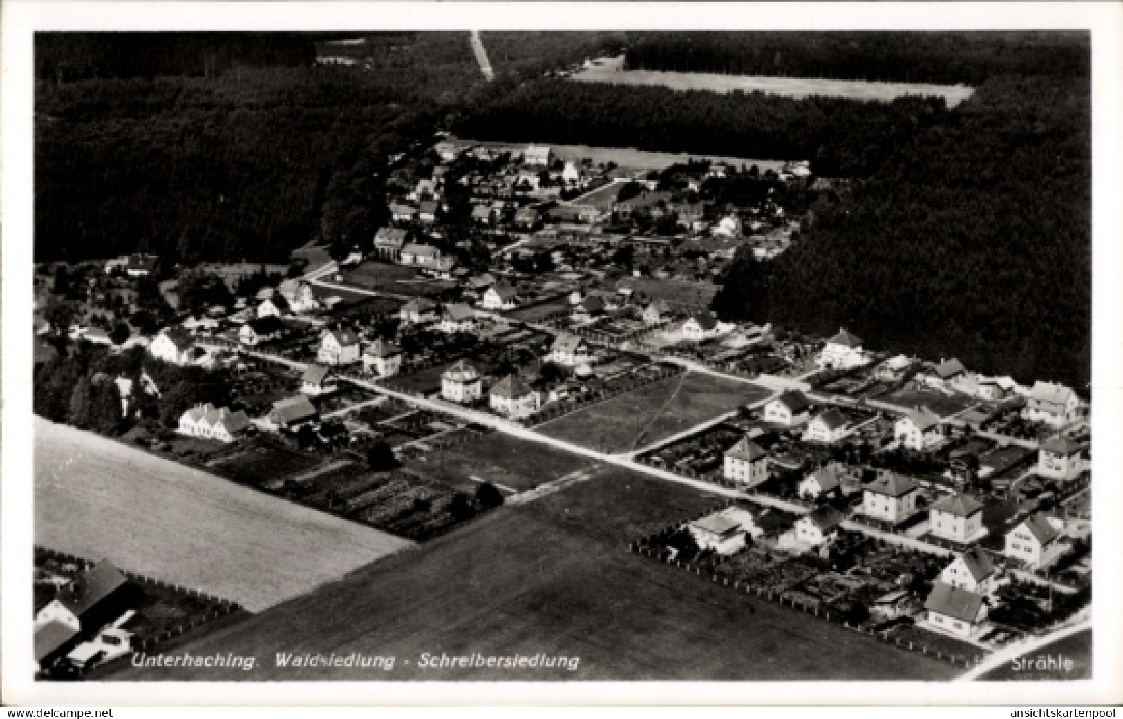 CPA Unterhaching in Oberbayern, Fliegeraufnahme, Waldsiedlung, Schreibersiedlung