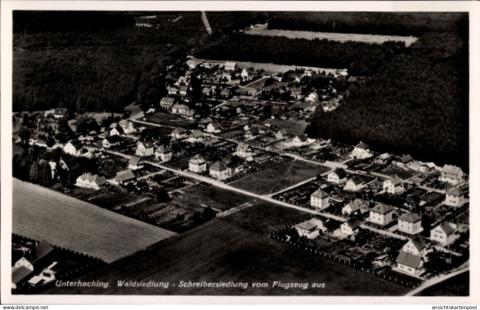 CPA Unterhaching in Oberbayern, Fliegeraufnahme, Waldsiedlung, Schreibersiedlung