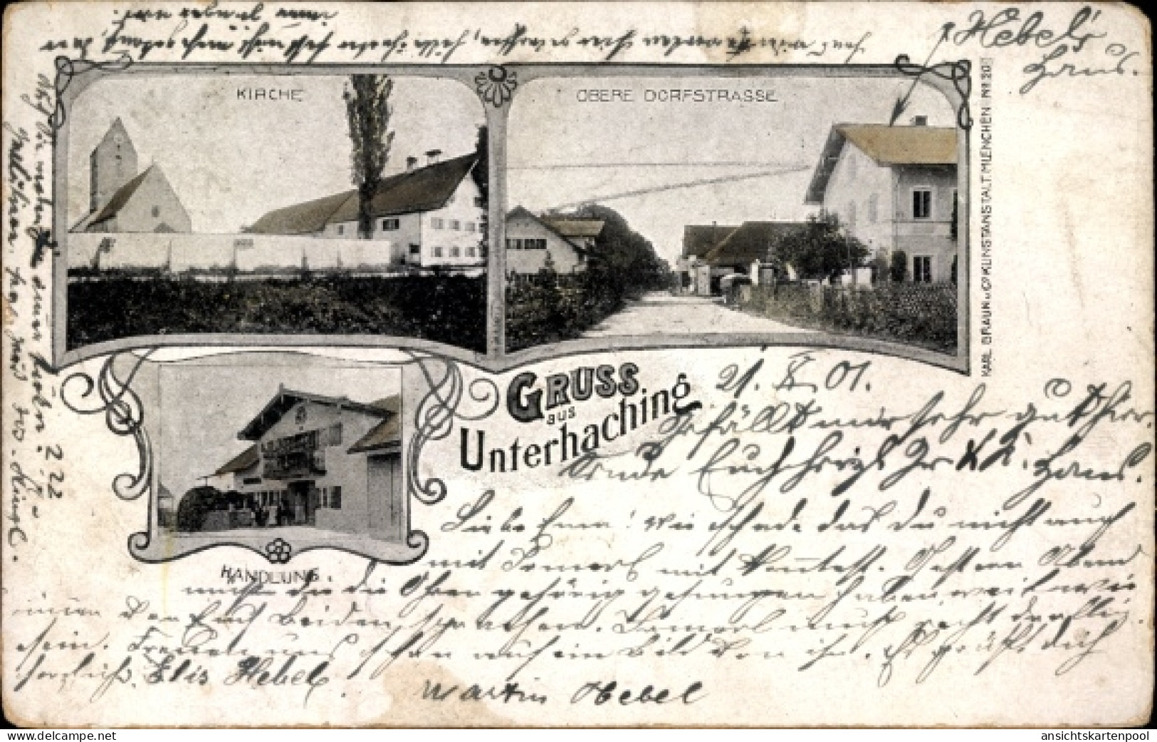 CPA Unterhaching in Oberbayern, Handlung, Obere Dorfstraße, Kirche