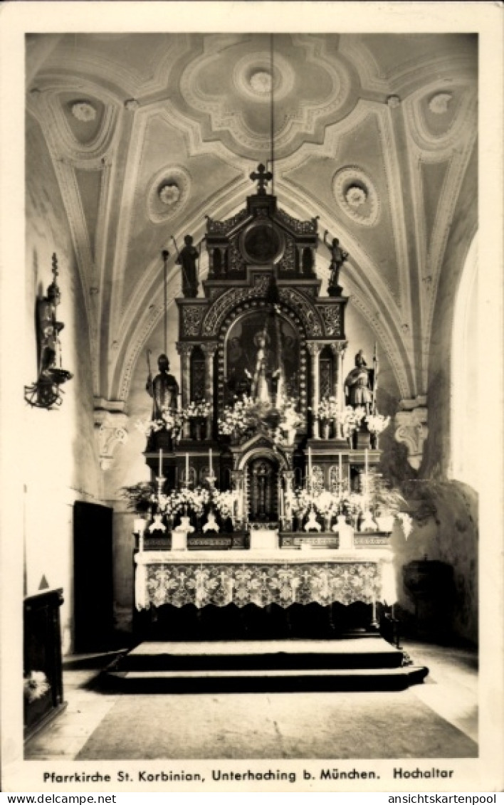 CPA Unterhaching in Oberbayern, Hochaltar der Pfarrkirche St. Korbinian, Unterhaching b. München