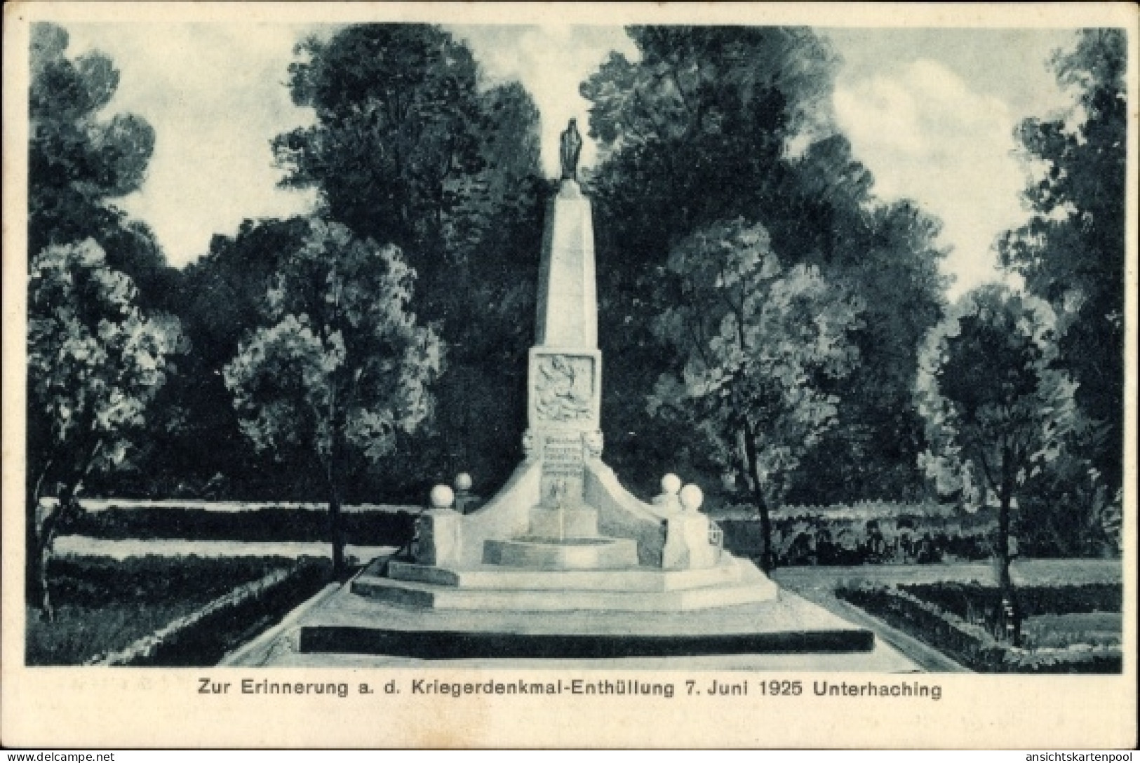 CPA Unterhaching in Oberbayern, Kriegerdenkmal Enthüllung am 7. Juni 1925