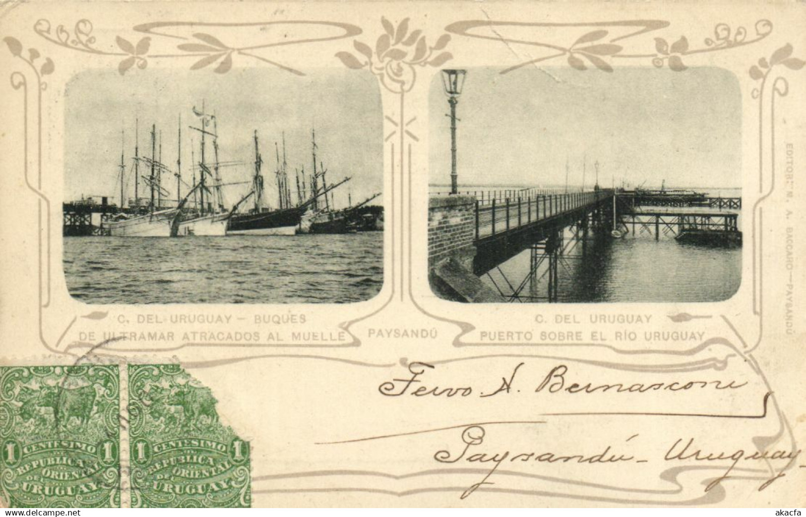 CPA URUGUAY, PUERTO SOBRE EL RIO URUGUAY, Vintage Postcard (b22016)