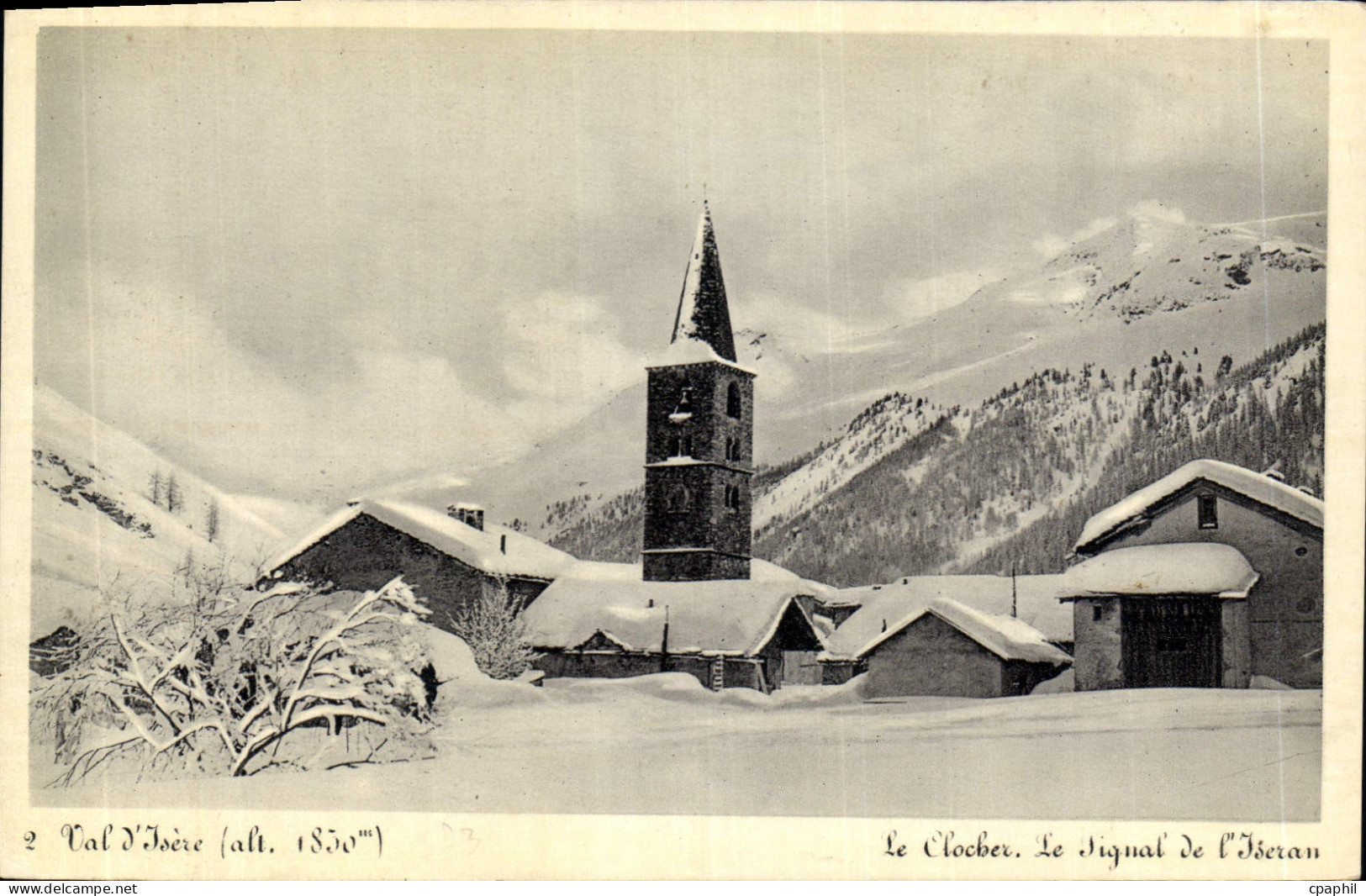 CPA Val d'Isere le Clocher le Signal de l'Iseran