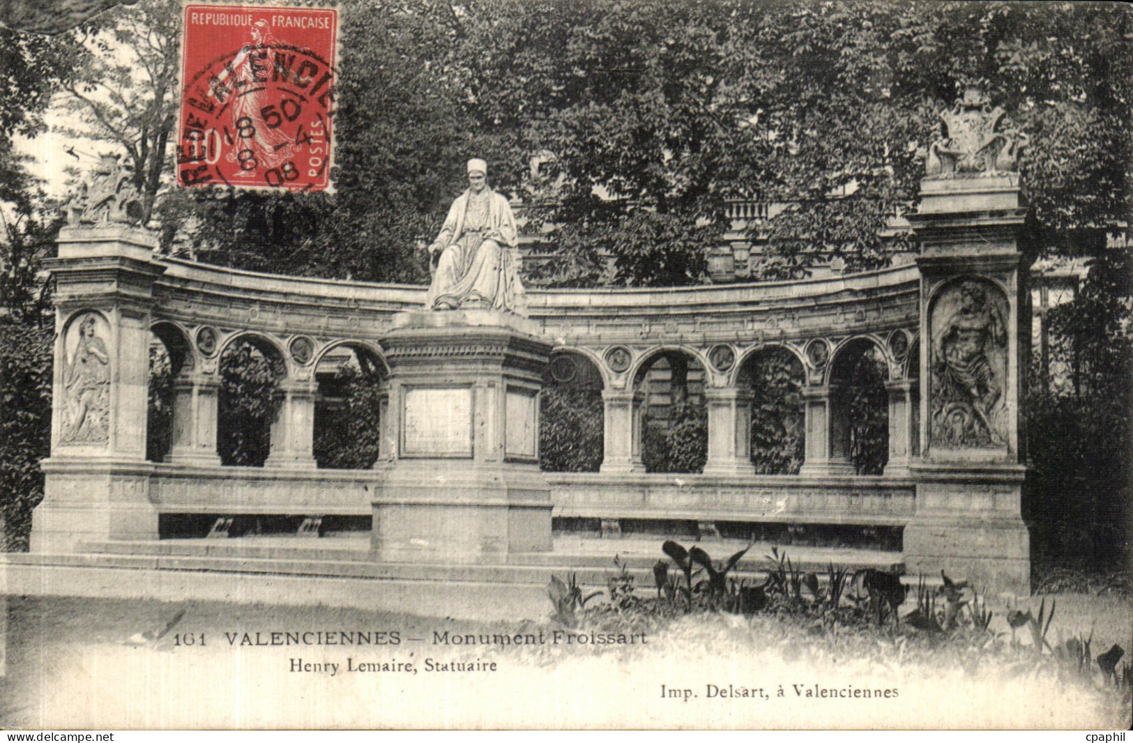 CPA Valenciennes Monument Froissart