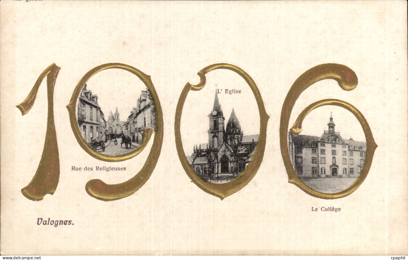 CPA Valognes 1906 Rue des religieuses L'eglise Le college