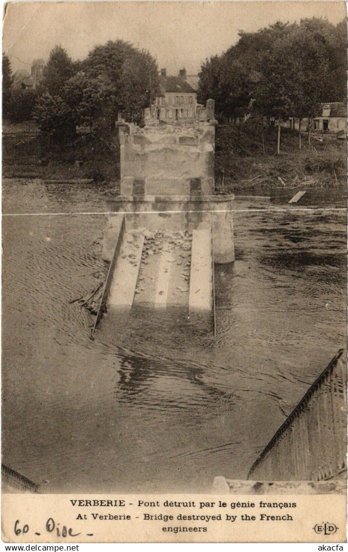 CPA Verberie Pont détruit Guerre (1187577)