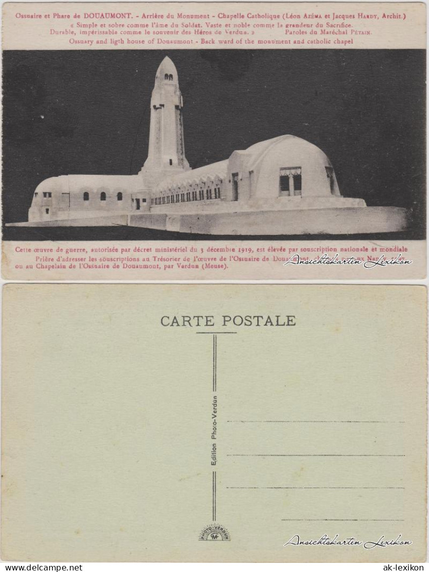 CPA Verdun Ossuaire de Douaumont/Beinhaus von Douaumont 1928