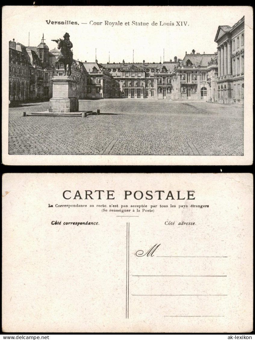 CPA Versailles Cour Royale und Reiterstatue Ludwigs XIV. 1910