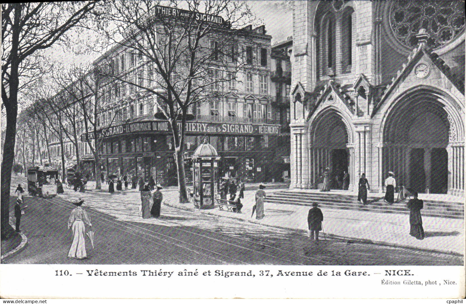 CPA Vetements Thiery aine et Sigrand Avenue de la Gare Nice