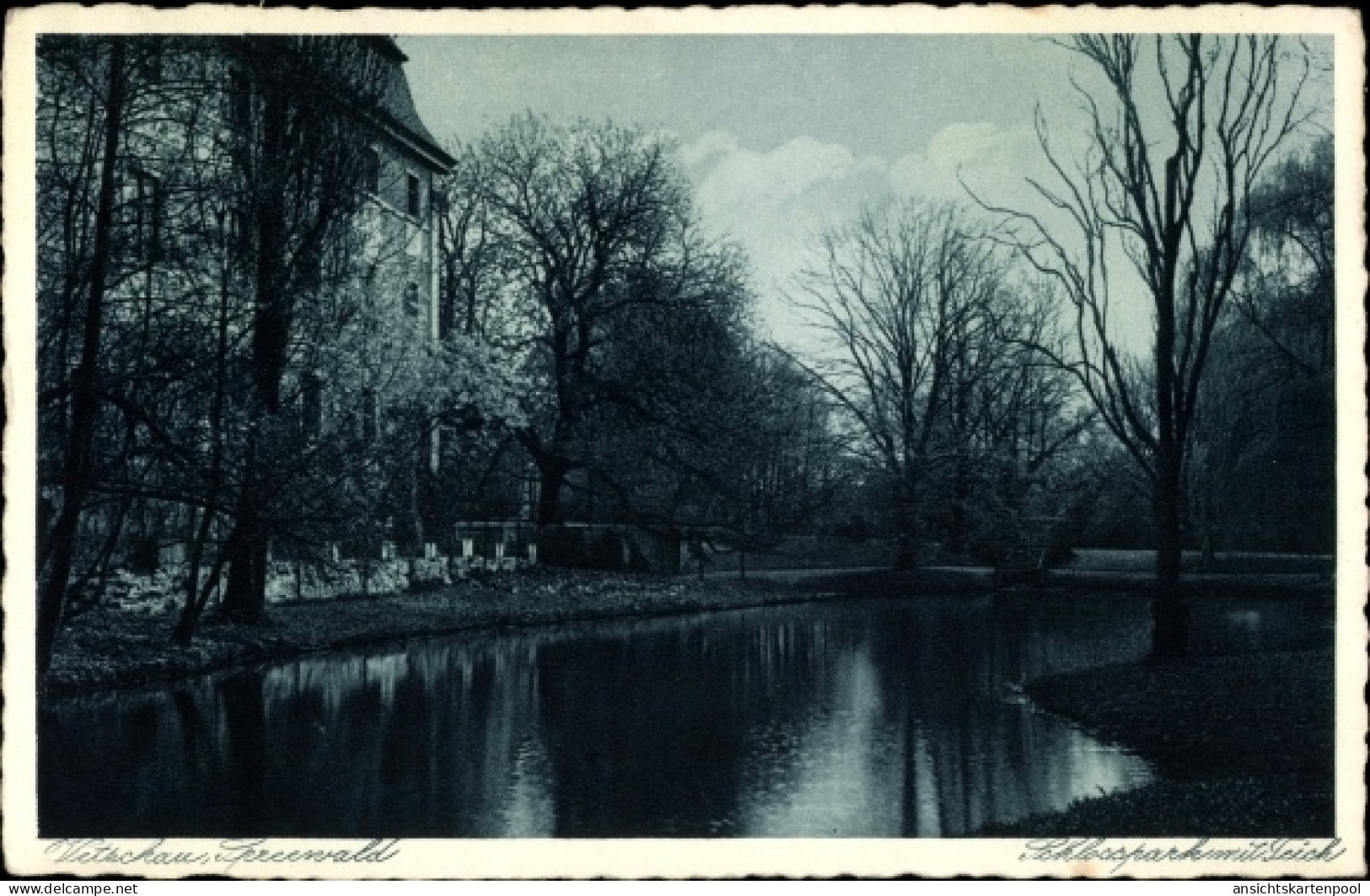 CPA Vetschau im Spreewald, Schlosspark mit Teich