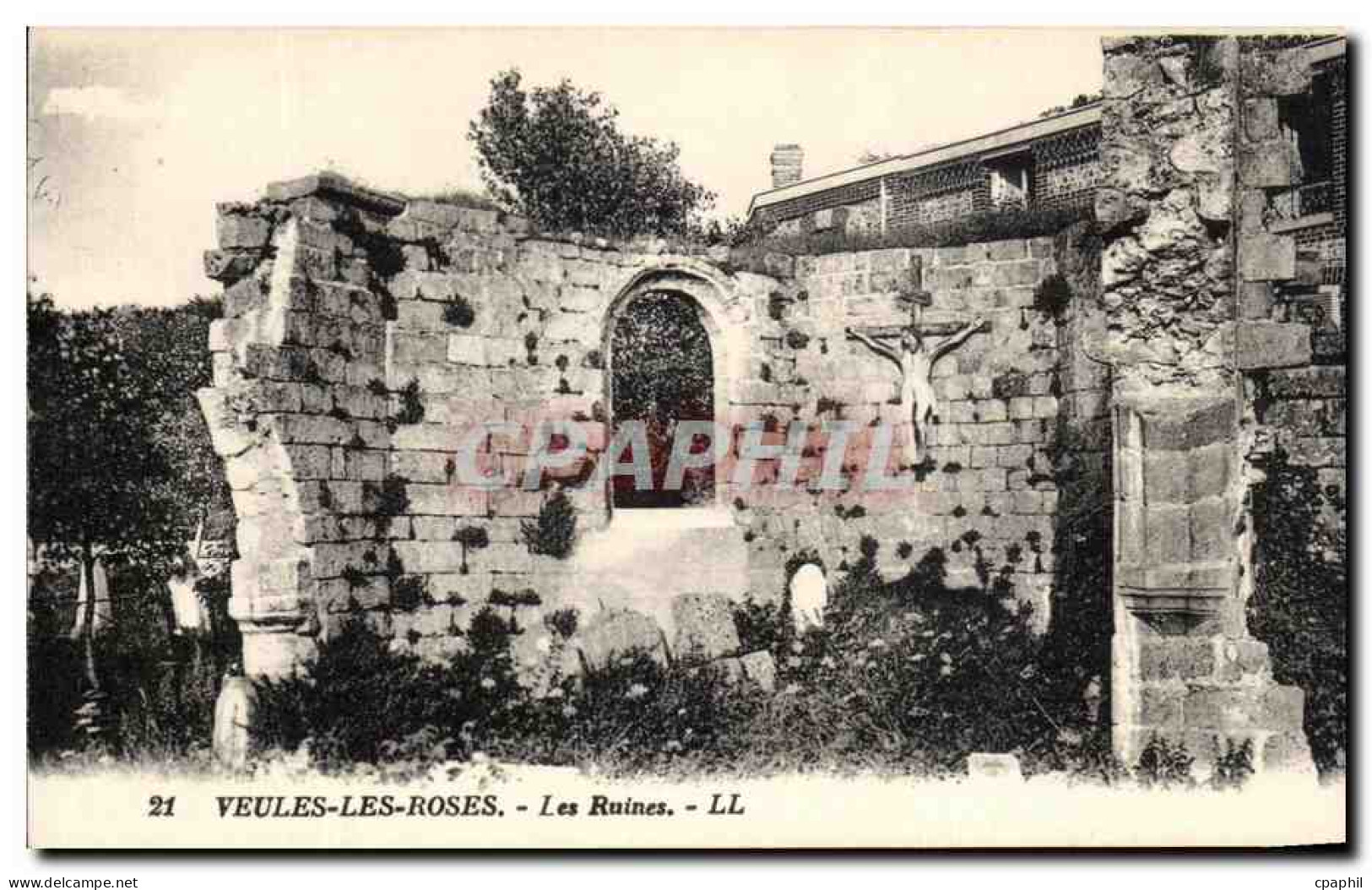 CPA Veules Les Roses Les Ruines Christ