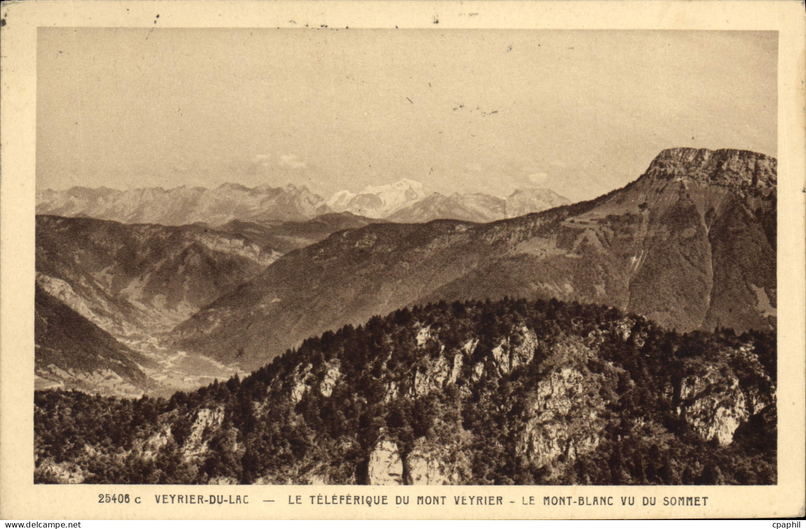 CPA VEYRIER DU LAC LE TELEFERIQUE DU MONT VEYRIER LE MONT BLANC VU DU SONNET