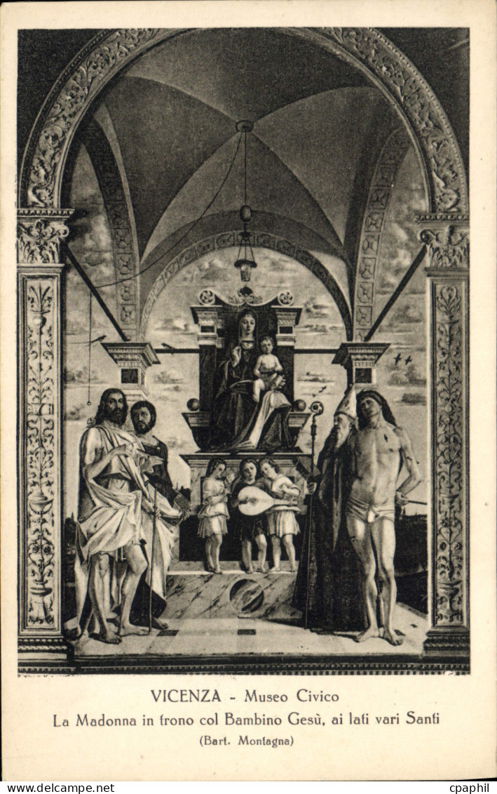 CPA Vicenza Museo Civico La Madonna in frono col Bambino Gesu ai lati vari Santi