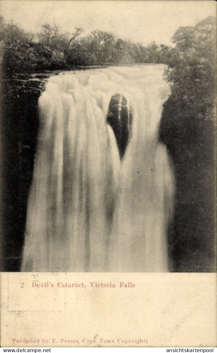 CPA Victoria Falls Simbabwe, Devil's Cataract, Wasserfall, Schwarz-Weiß-Foto