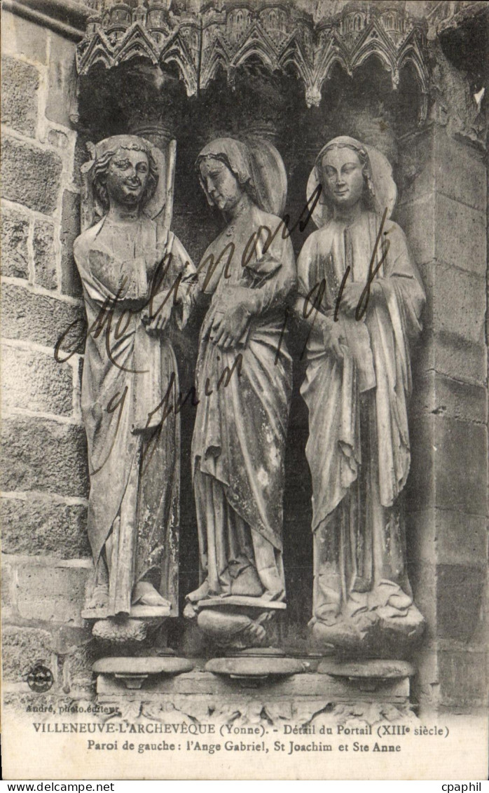 CPA Villeneuve L'Archeveque (Yonne) Detail du Portail Paroi de droite Moise David Solomon