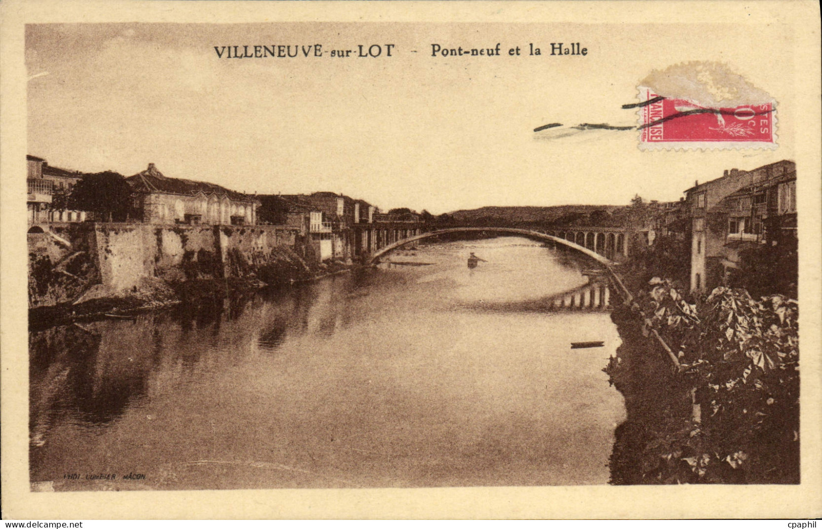 CPA Villeneuve Sur Lot Pont Neuf Et La Halle