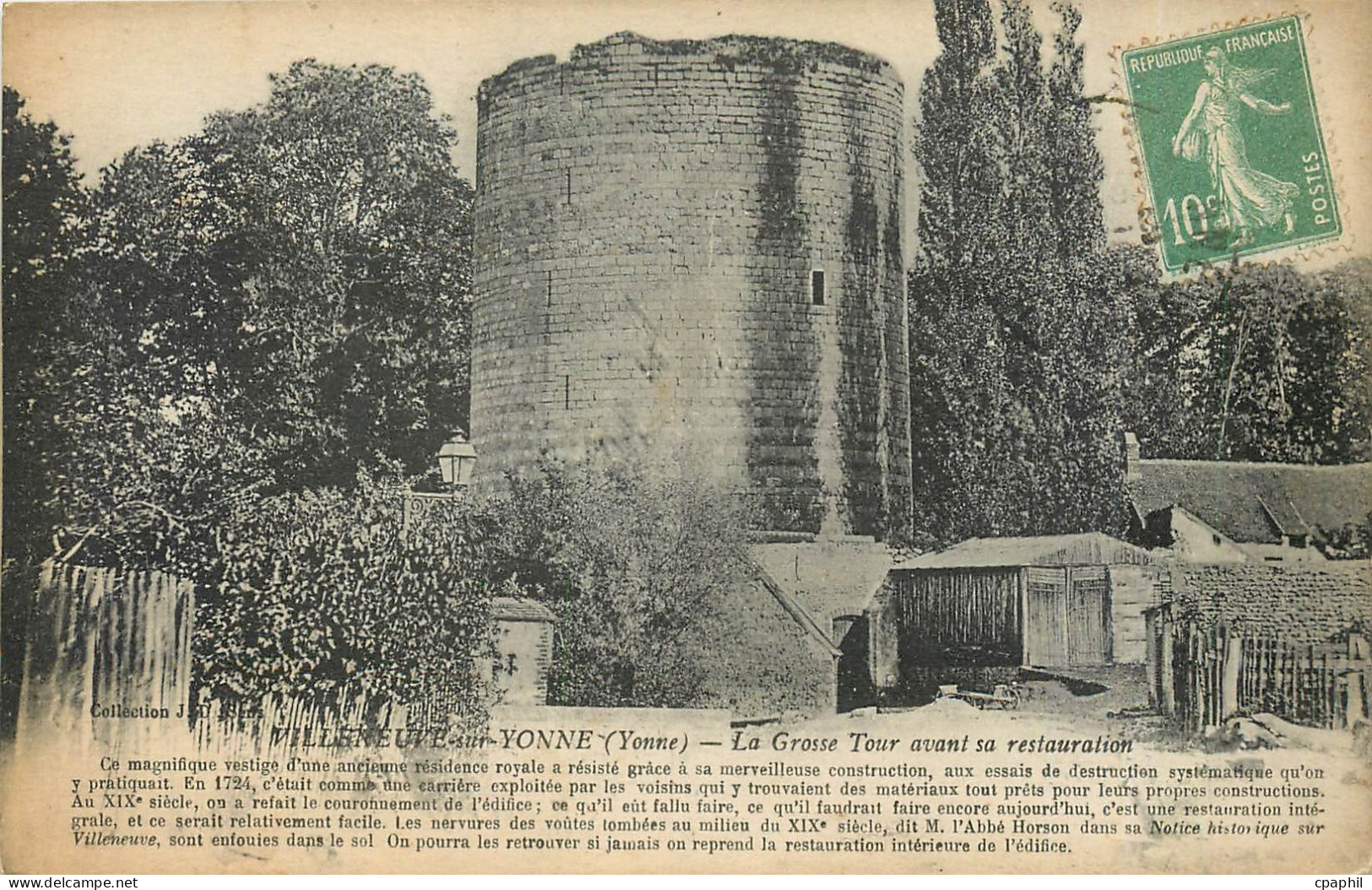 CPA Villeneuve sur Yonne Yonne La Grosse Tour avant sa restauration
