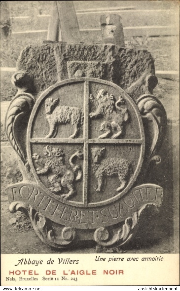 CPA Villers la Ville Brabant Wallon, Abtei, Ein Stein mit Blason