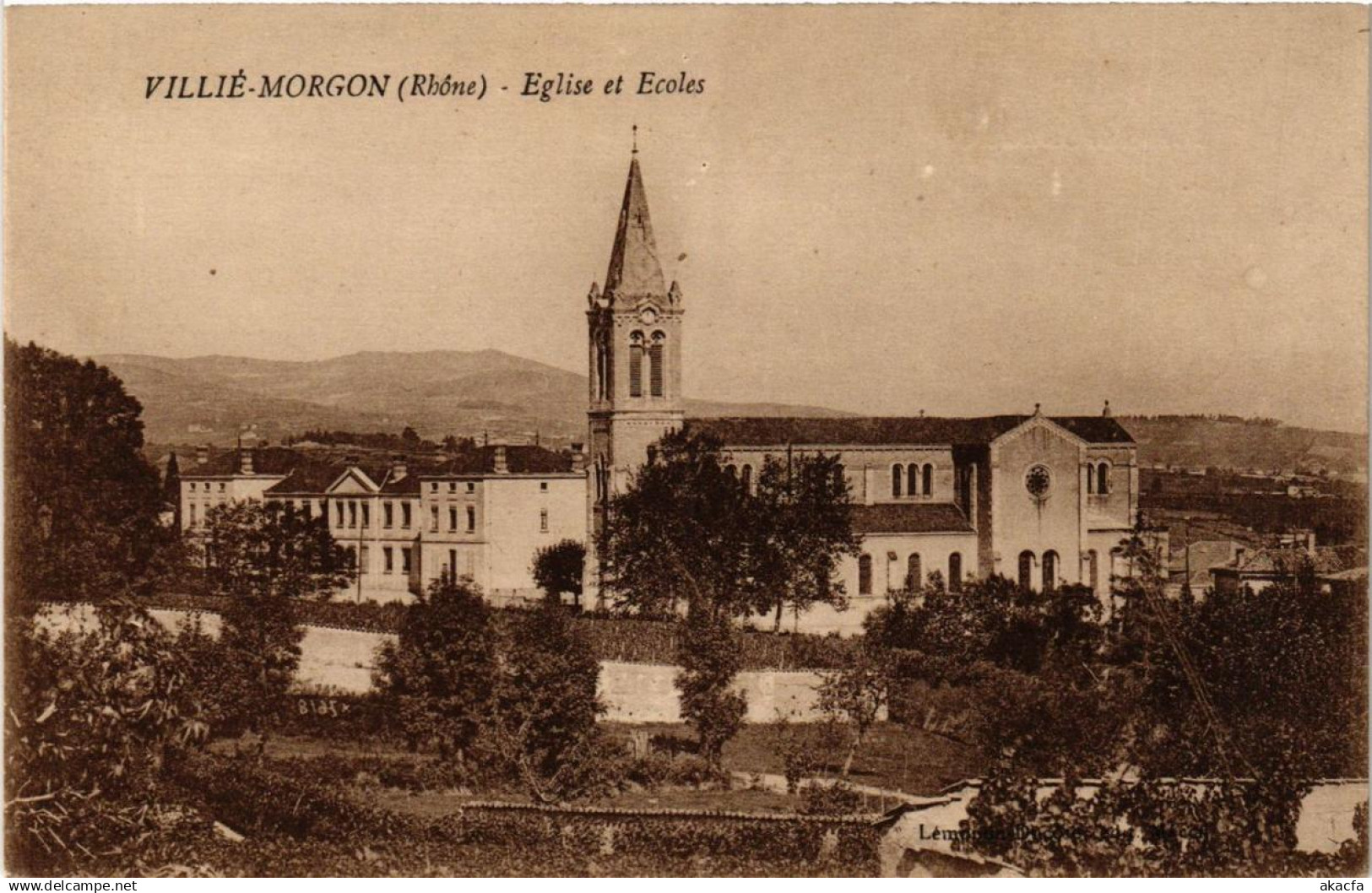 CPA VILLIÉ-MORGON Église et Ecoles (614722)