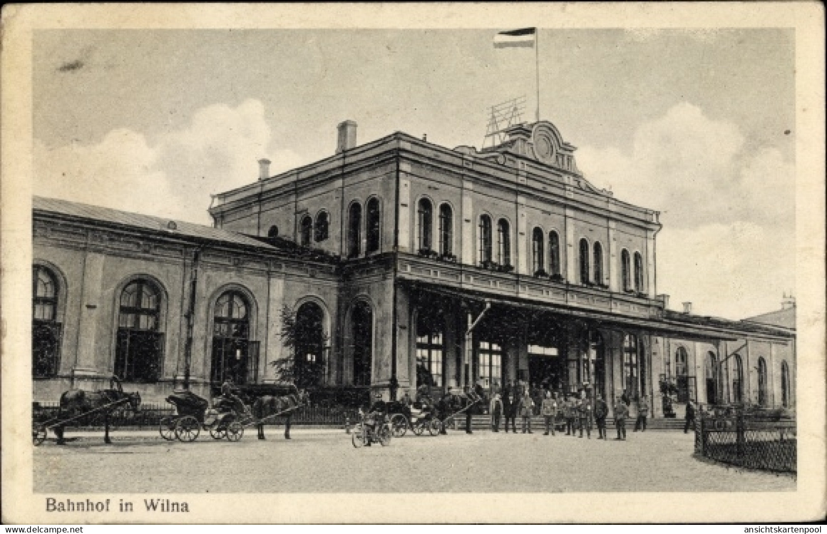 CPA Vilnius Wilna Litauen, Bahnhof, Kutschen