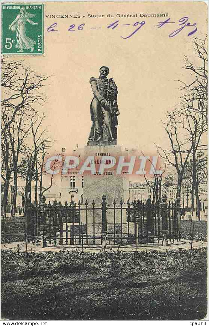 CPA Vincennes Statue du General Daumesnil