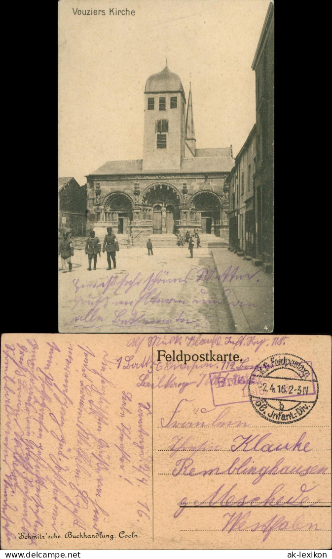 CPA Vouziers Vouziers Soldaten Sanitäter vor Kirche WK1 1916