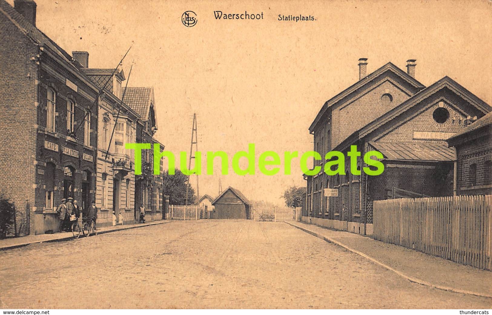 CPA WAARSCHOOT WAERSCHOOT STATIEPLAATS GARE STATIE STATION CAFE DE LA STATION
