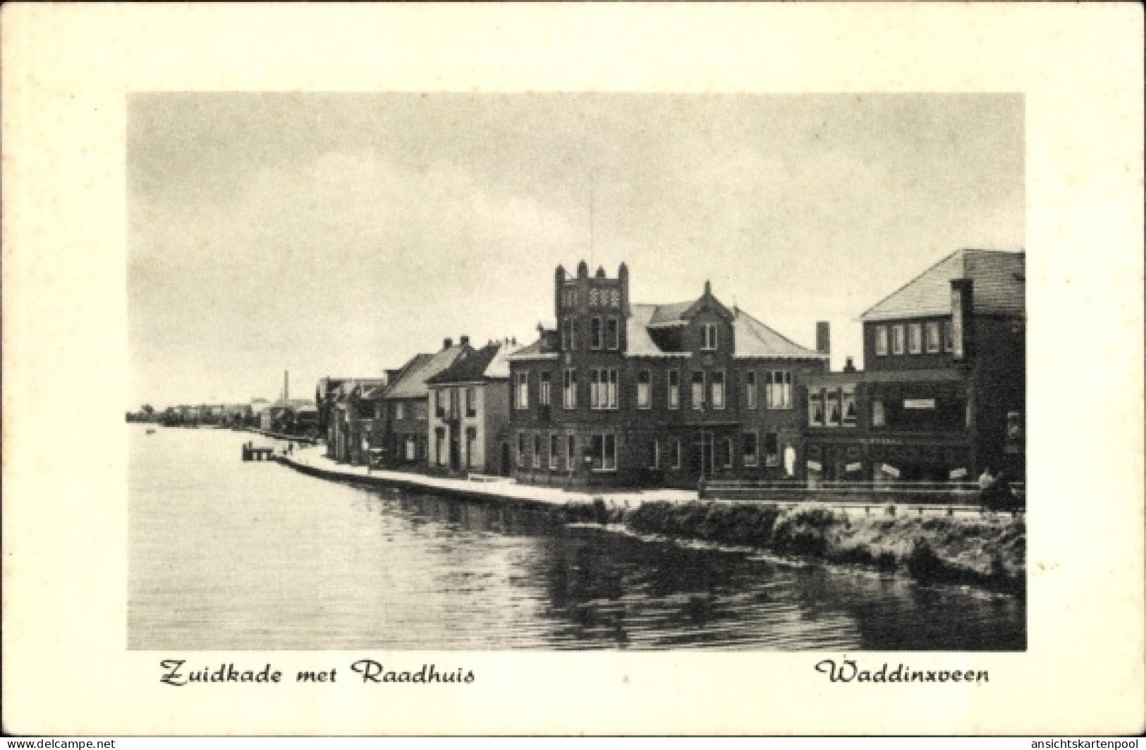 CPA Waddinxveen Südholland, Zuidkade met Raadhuis