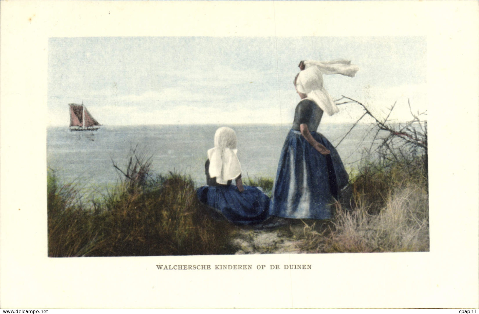 CPA Walchersche Kinderen Op De Duinen Enfants Folklore