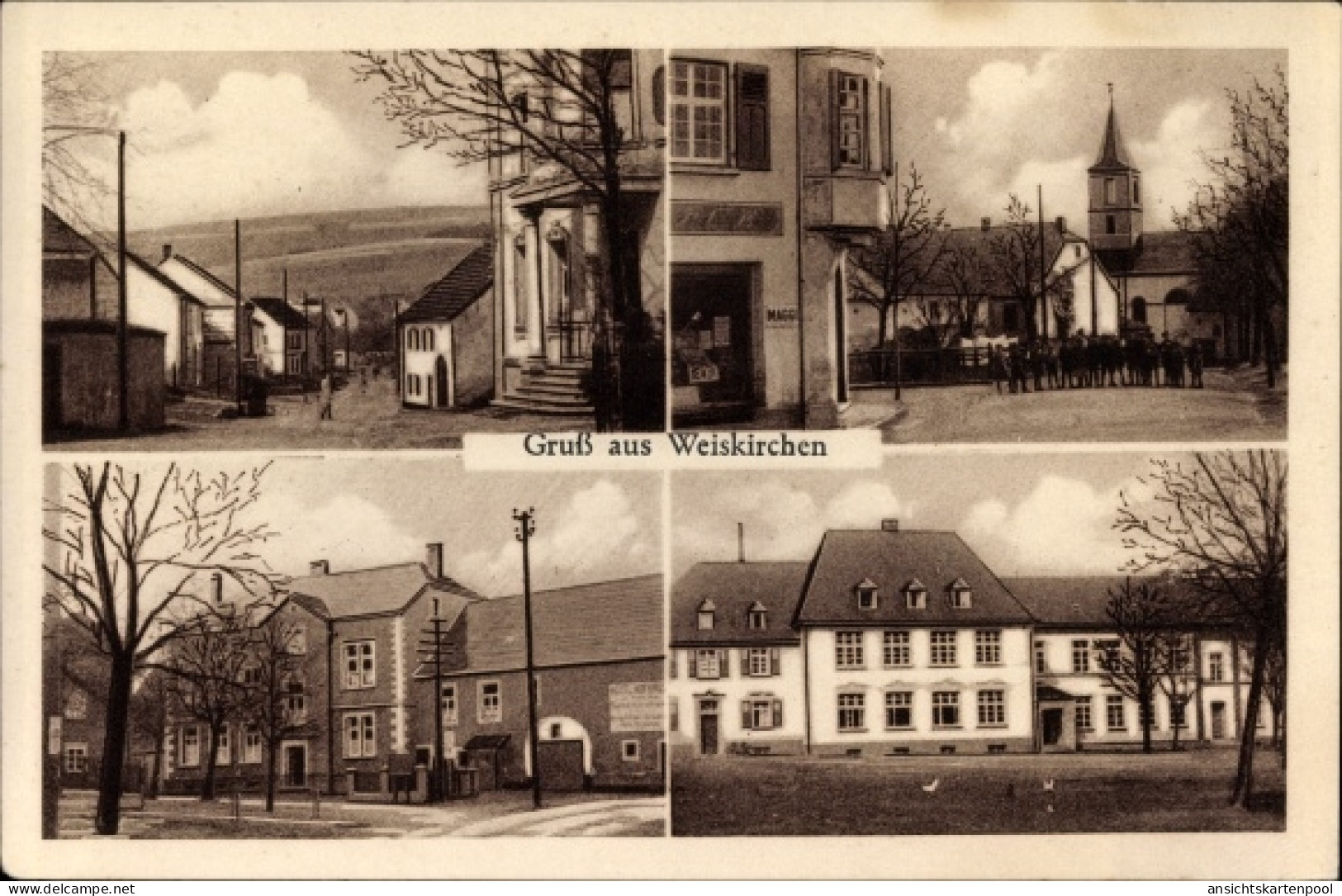 CPA Weiskirchen Kreis Merzig Wadern, Hotel Hofhaus, Franz Blau, Marktplatz