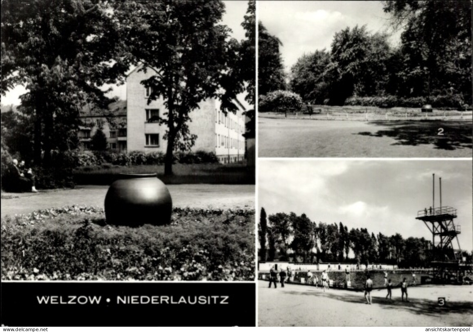 CPA Welzow Niederlausitz, AWG Neubauten, Jahnpark, Schwimmbad