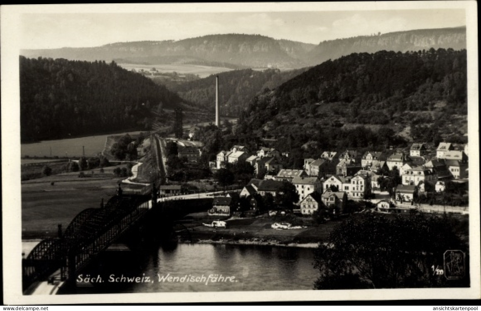 CPA Wendischfähre an der Elbe Rathmannsdorf Sachsen, Brücke
