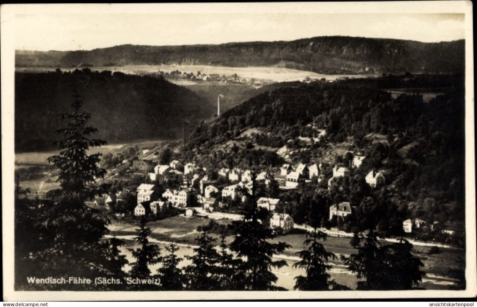 CPA Wendischfähre an der Elbe Rathmannsdorf Sachsen, Panorama