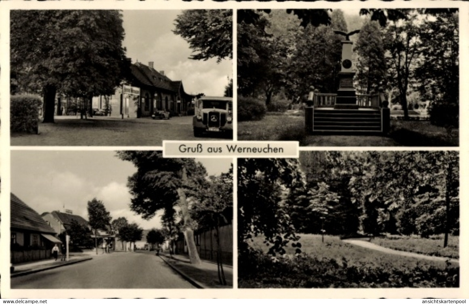 CPA Werneuchen im Kreis Barnim, Straßenpartie, Kriegerdenkmal