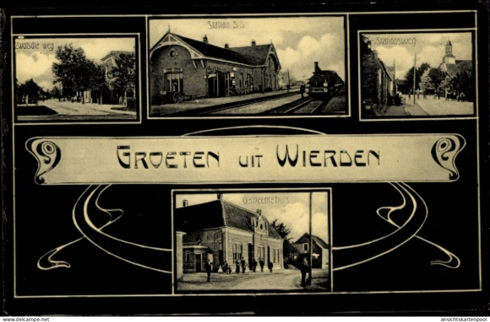 CPA Wierden Overijssel, Zwolsche Weg, Station, Stationsweg