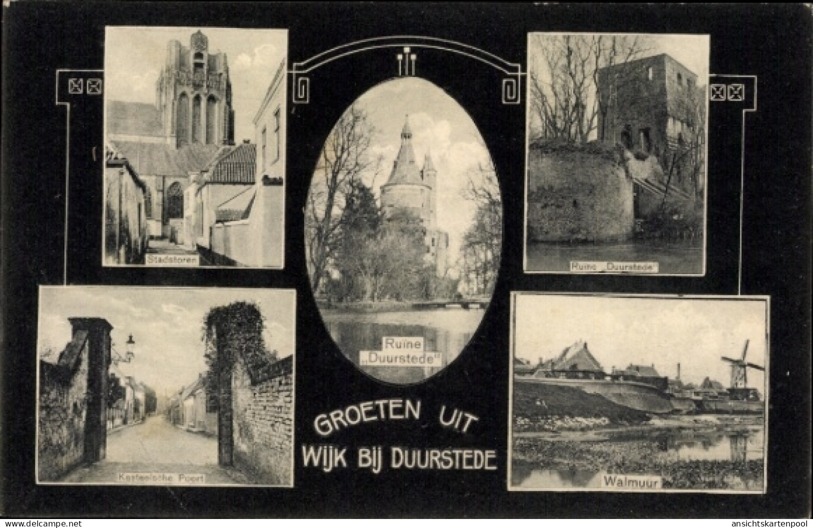 CPA Wijk bij Duurstede Utrecht, Ruine Duurstede, Stadtturm, Wallmauer, Windmühle