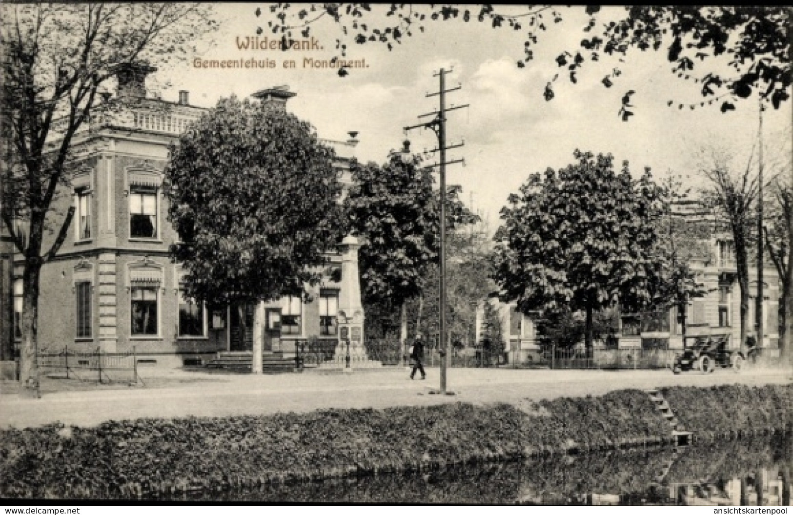 CPA Wildervank Groningen Niederlande, Gemmentehuis, Monument