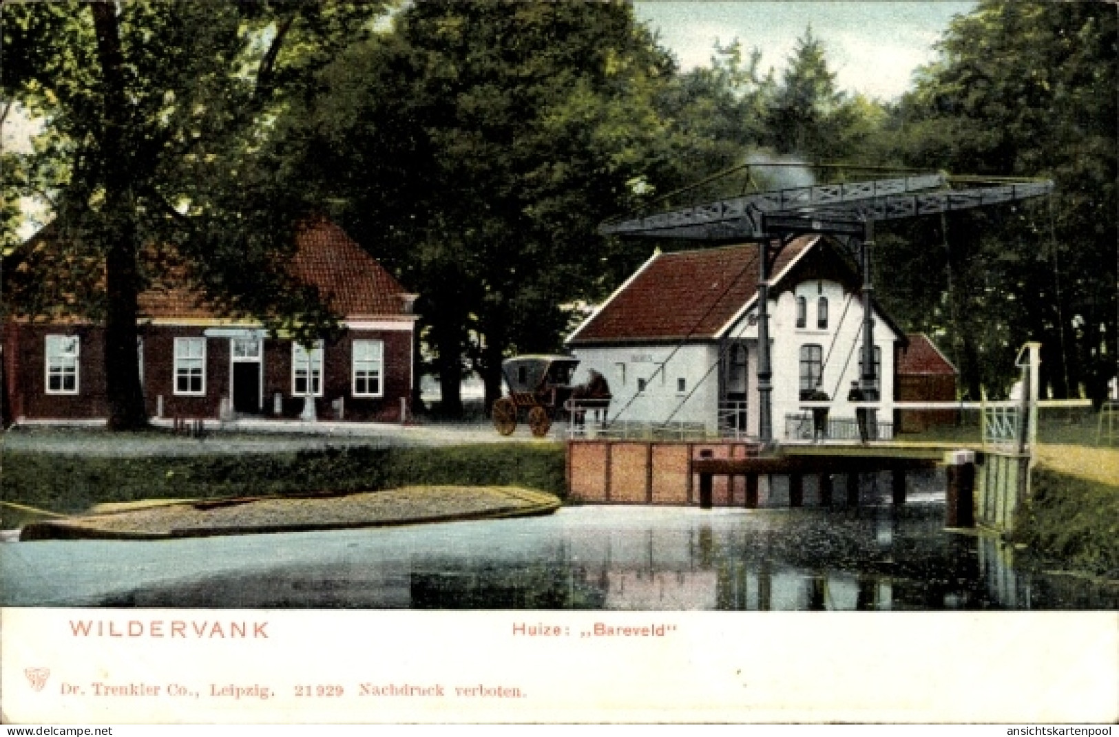 CPA Wildervank Groningen Niederlande, Haus Bareveld, Klappbrücke, Trenkler 21 929