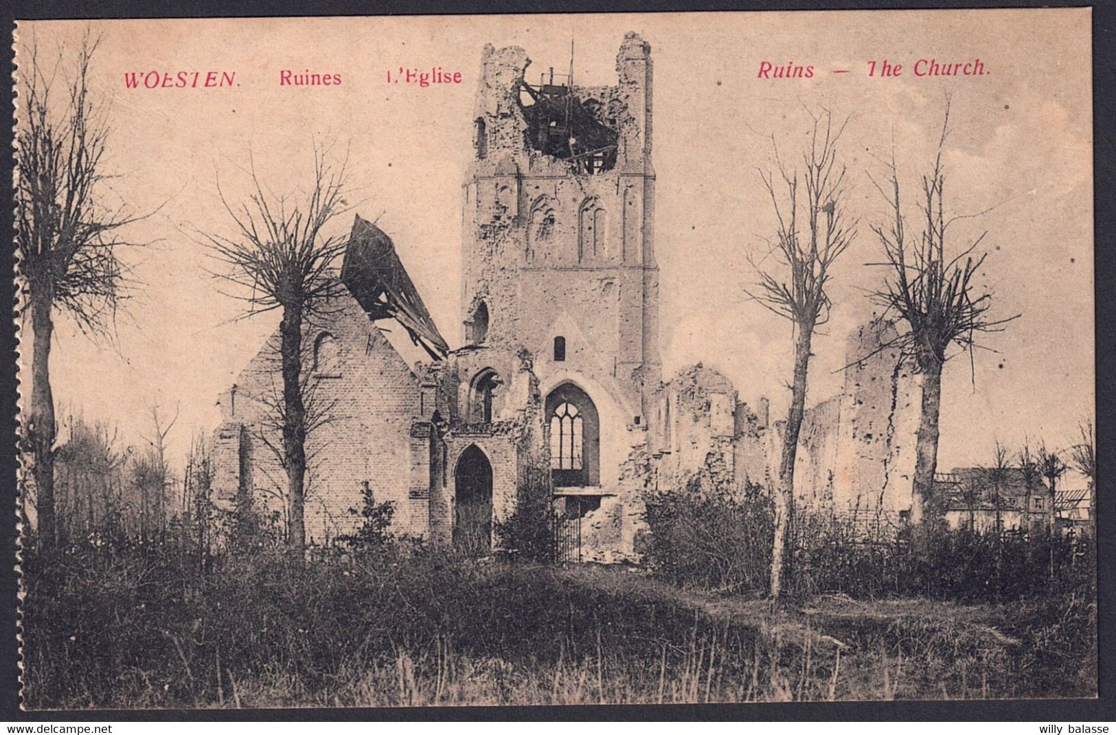 +++ CPA - WOESTEN - Vleteren - Ruines guerre - Eglise  //
