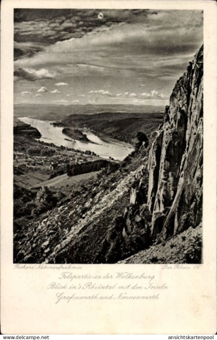 CPA Wolkenburg Kaufungen Limbach Oberfrohna Sachsen, Felspartie an der Wolkenburg, Blick ins Rh...