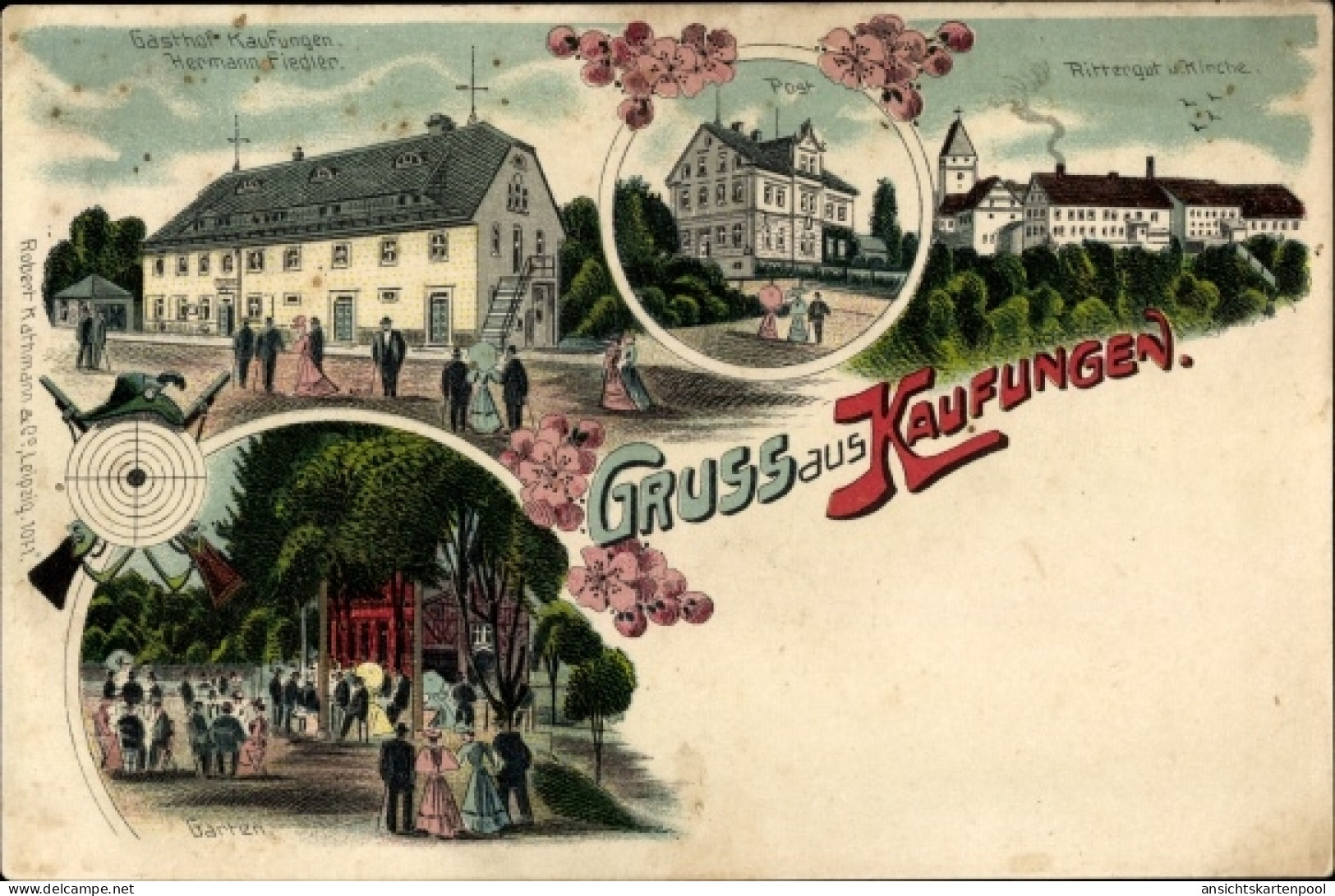 CPA Wolkenburg Kaufungen Limbach Oberfrohna Sachsen, Gasthof, Hermann Fiedler, Rittergut, Kirche