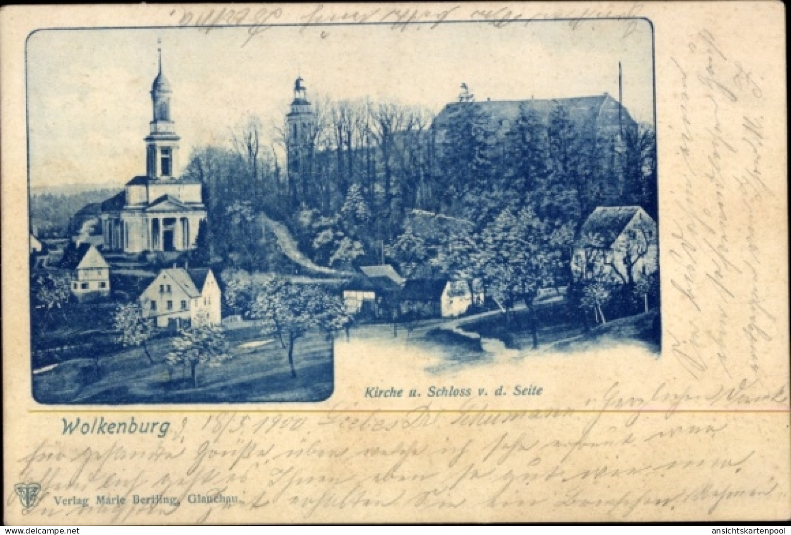 CPA Wolkenburg Kaufungen Limbach Oberfrohna Sachsen, Kirche, Schloss