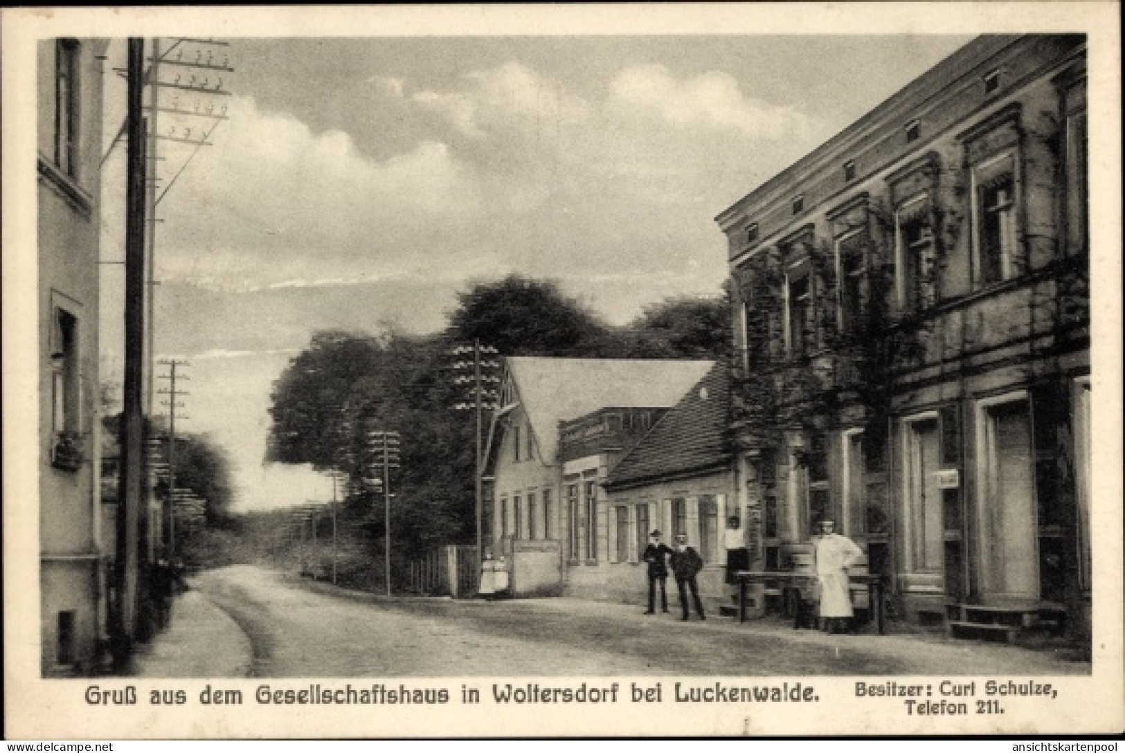CPA Woltersdorf Nuthe Urstromtal Brandenburg, Straßenpartie, Gesellschaftshaus