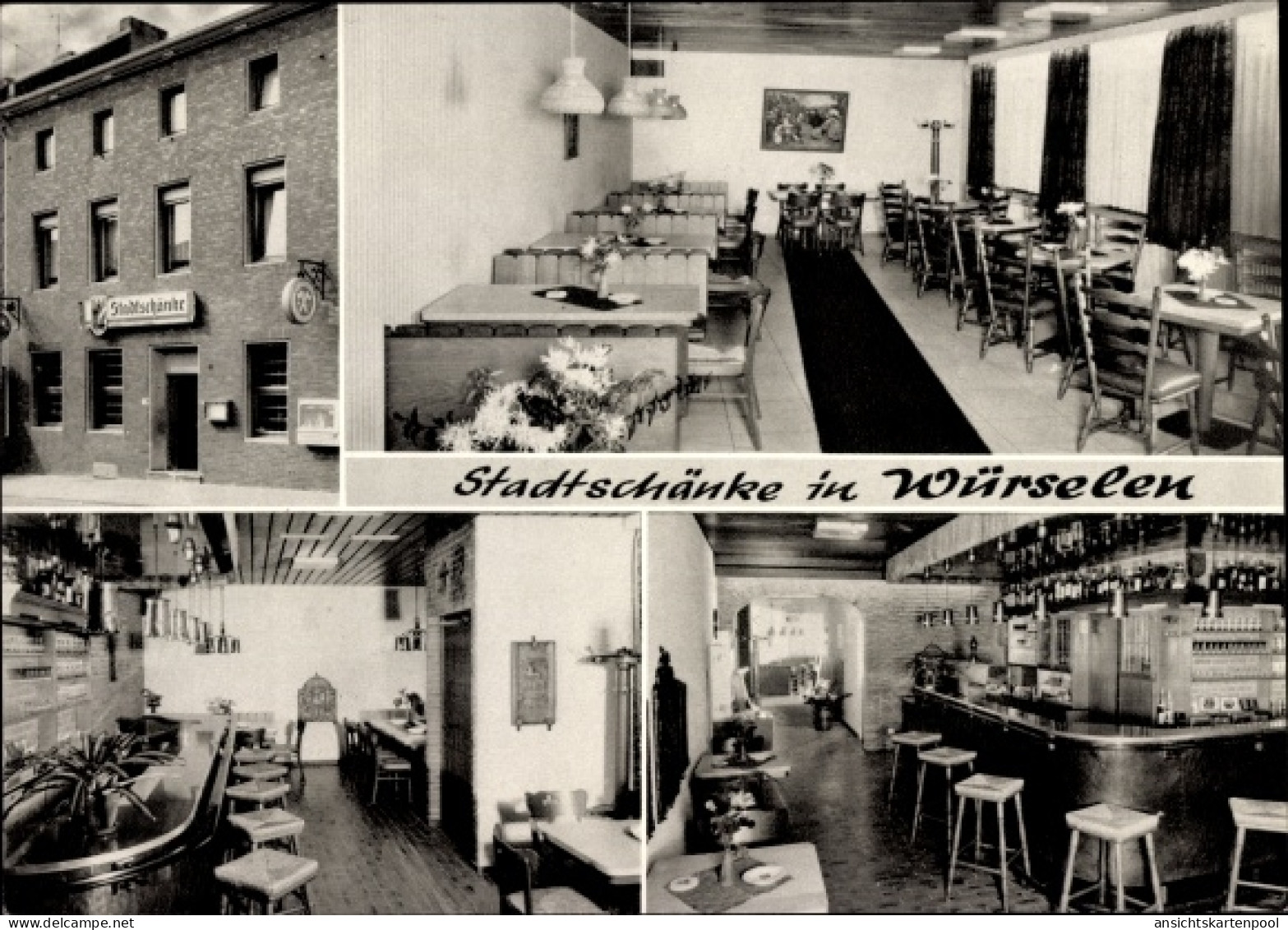 CPA Würselen Nordrhein Westfalen, Hotel Restaurant Stadtschänke, Außenansicht, Speisesaal