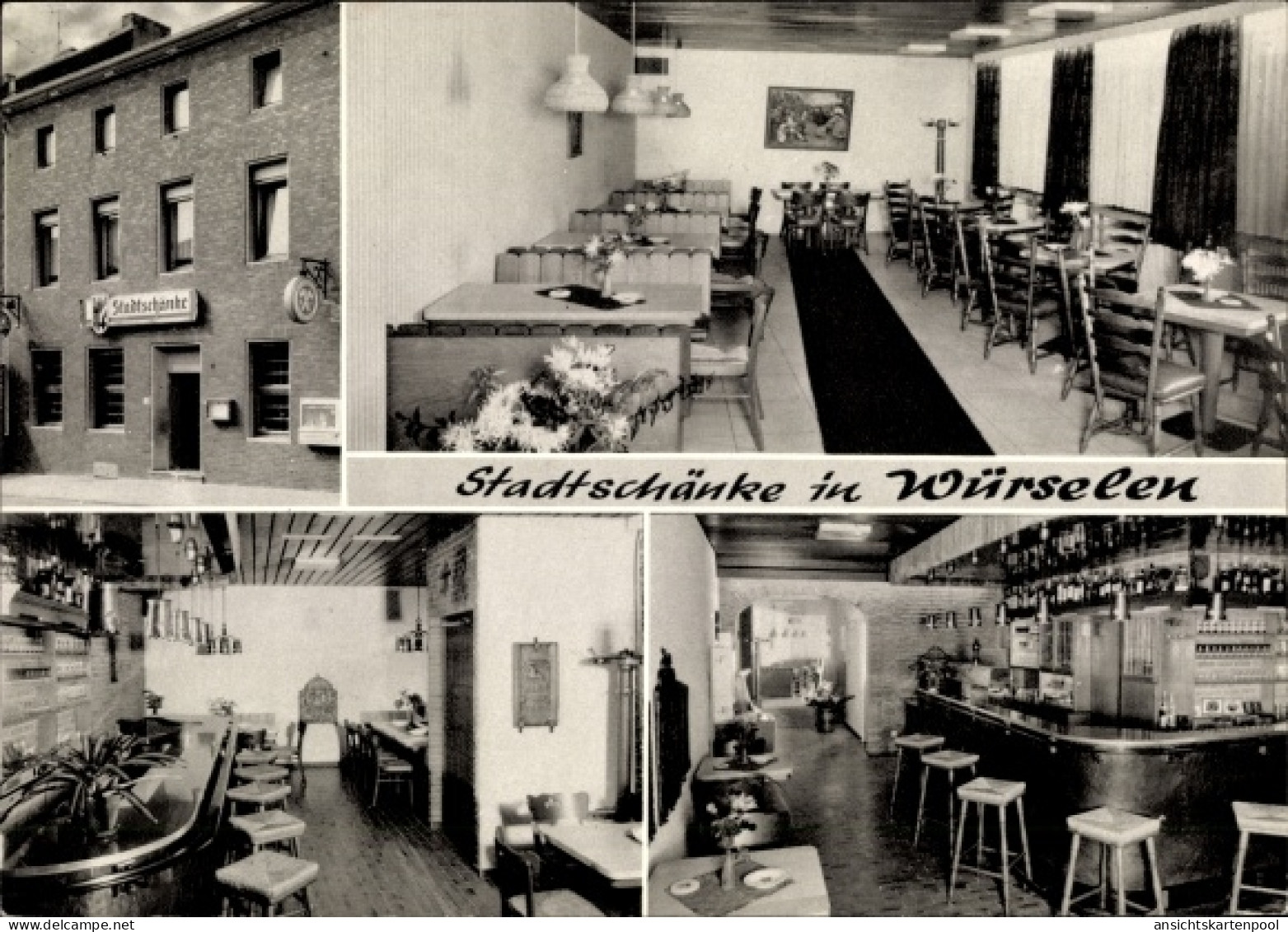 CPA Würselen Nordrhein Westfalen, Hotel Restaurant Stadtschänke, Außenansicht, Speisesaal