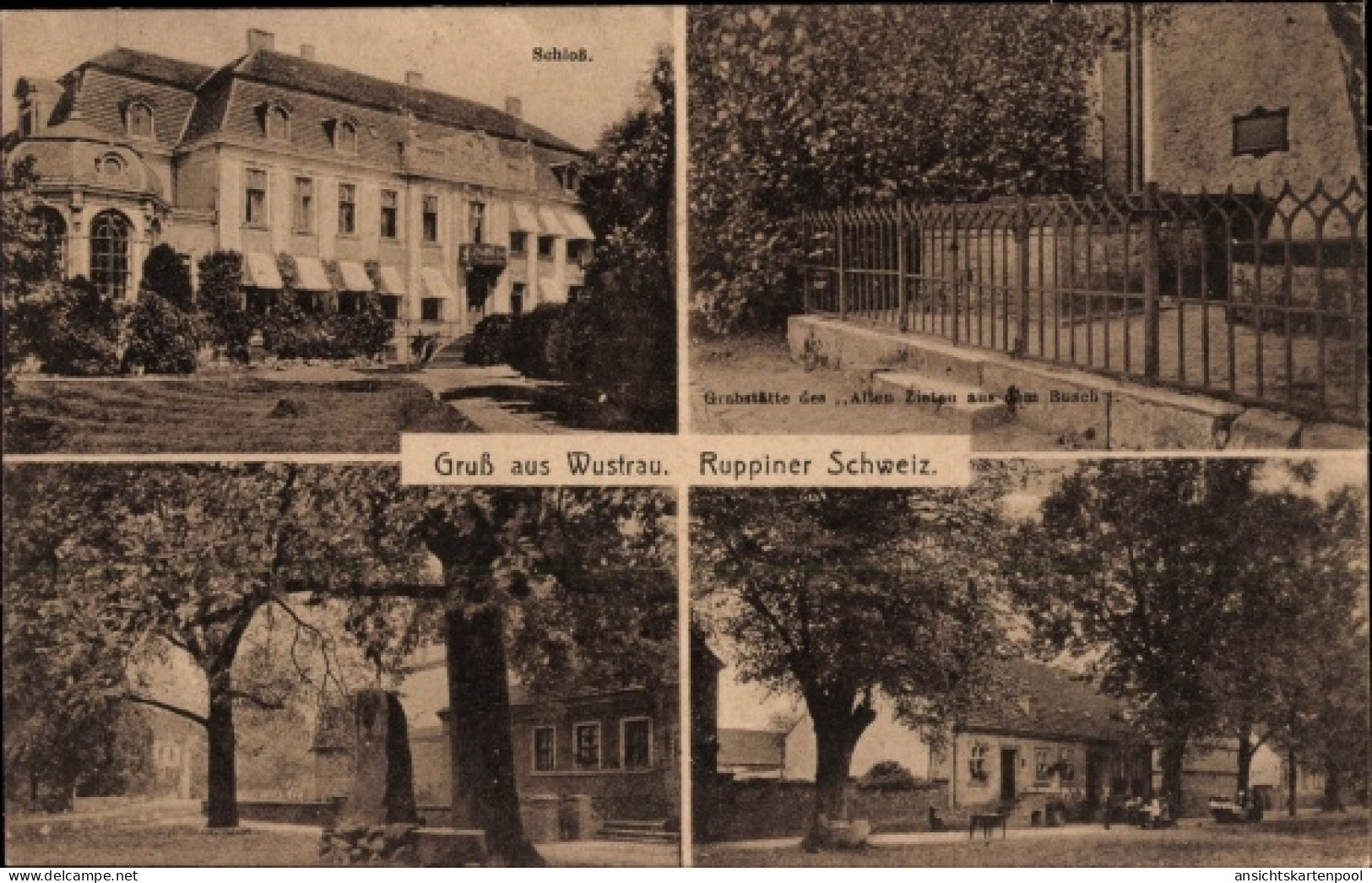 CPA Wustrau Altfriesack Fehrbellin in Brandenburg, Schloss, Grabstätte des alten Zieten aus dem Busch