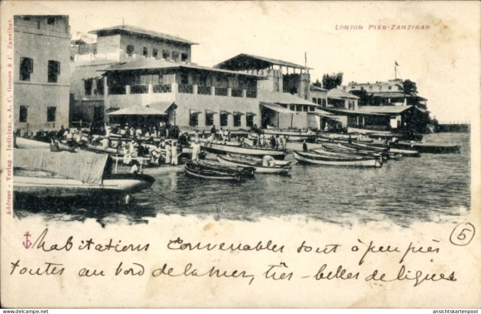 CPA Zanzibar Tansania, Uferpartie, Pier, Boote