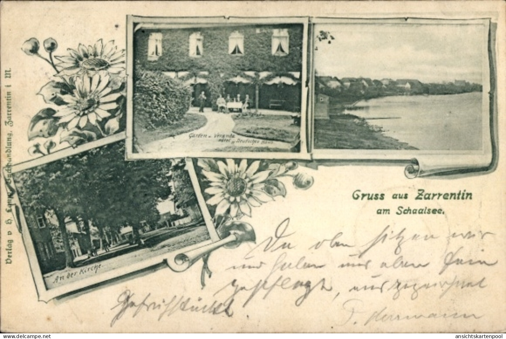 CPA Zarrentin am Schaalsee, Uferpartie, An der Kirche, Garten