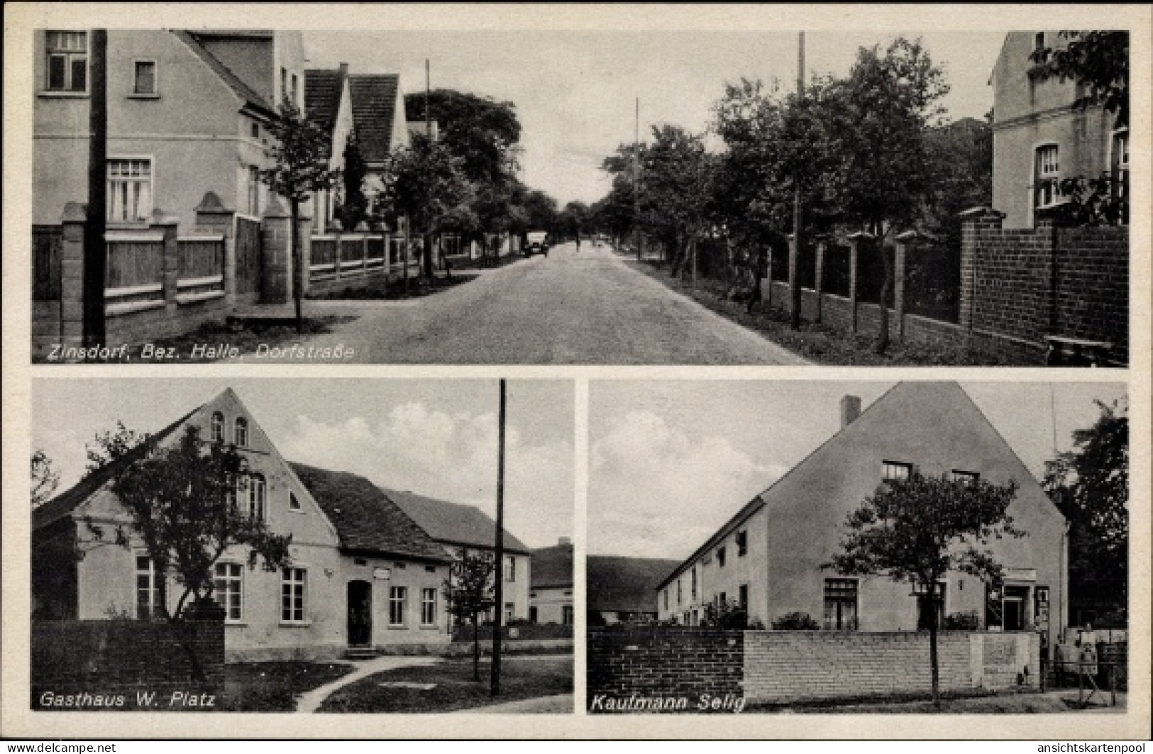 CPA Zinsdorf Uebigau Wahrenbrück, Gasthaus, Dorfstraße, Kaufmann Selig